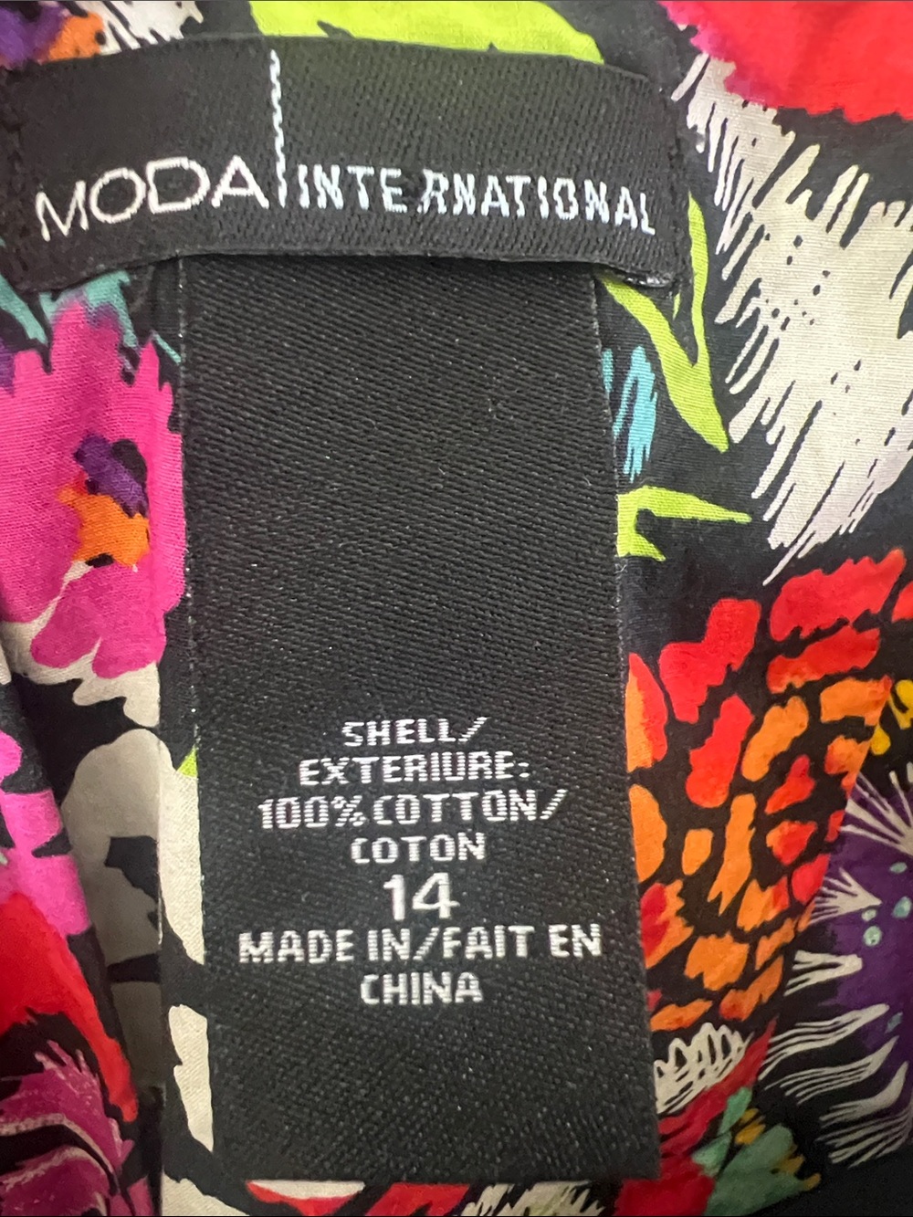 Moda International Black Floral Print Cotton Dress with Multicolor Blooms - Picture 2 of 9